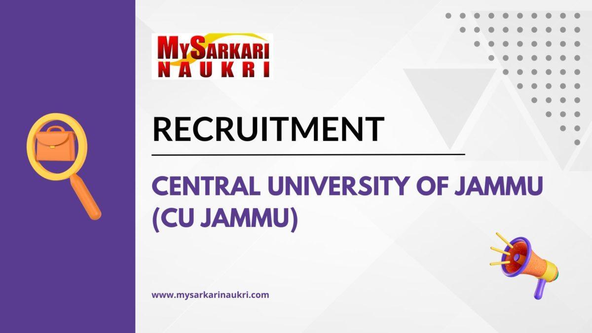 Central University of Jammu (CU Jammu) Recruitment