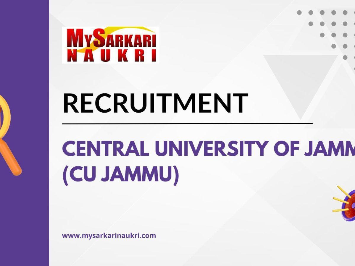 Central University of Jammu (CU Jammu) Recruitment