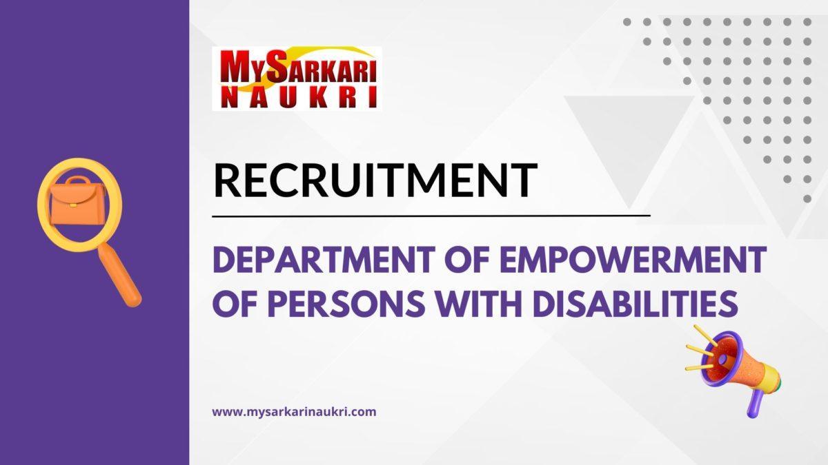Department of Empowerment of Persons with Disabilities Recruitment