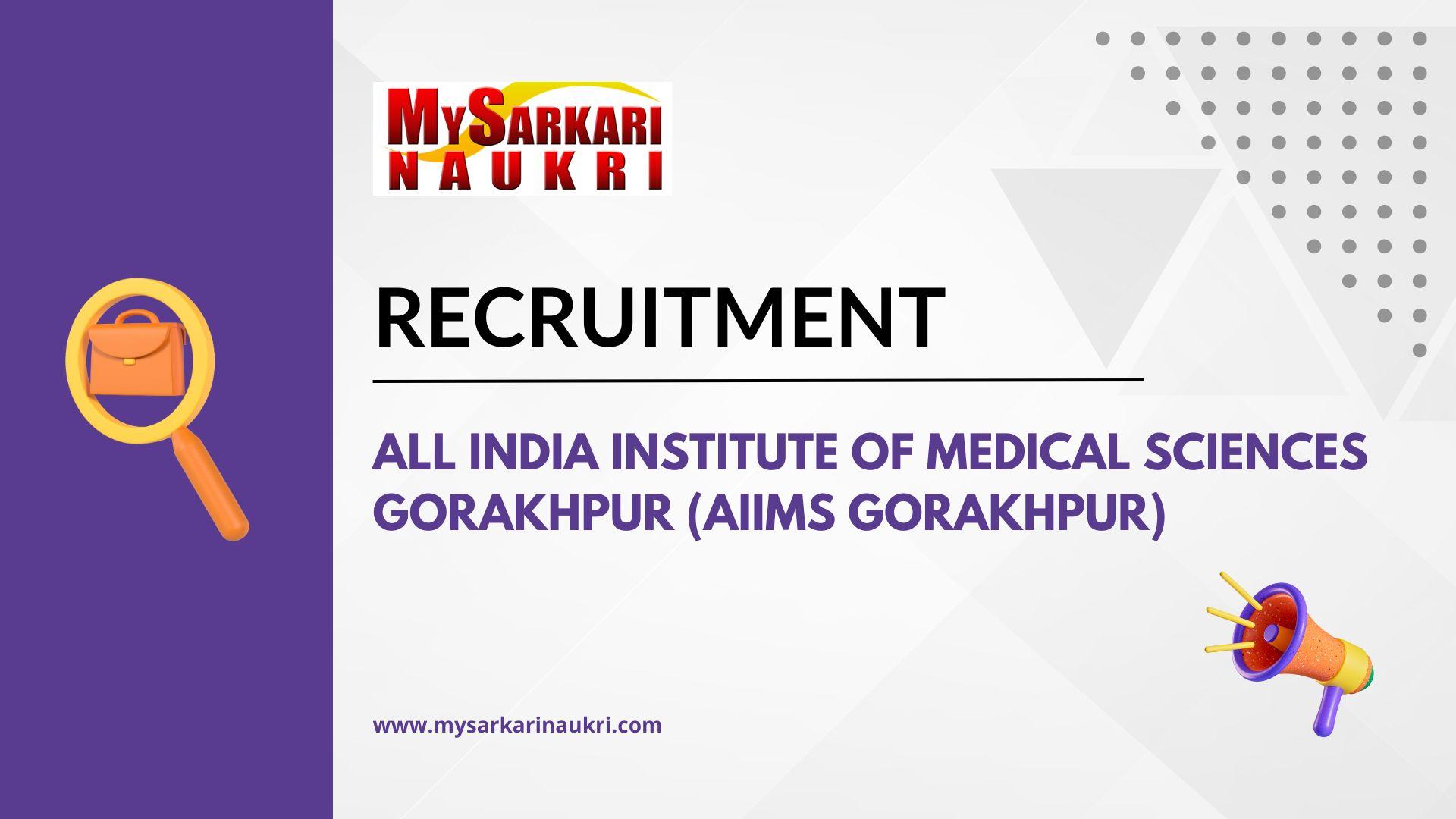 All India Institute of Medical Sciences Gorakhpur (AIIMS Gorakhpur) Recruitment