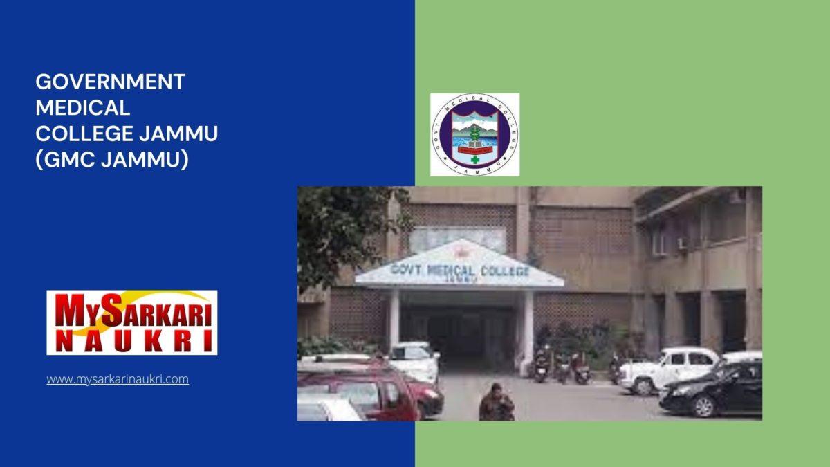 Government Medical College Jammu (GMC Jammu) Recruitment