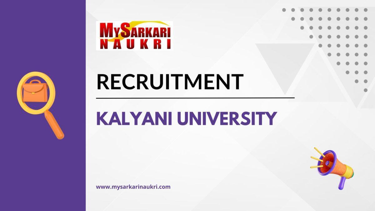 Kalyani University Recruitment