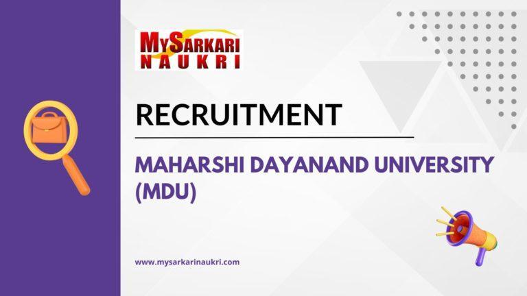 Maharshi Dayanand University (MDU) Recruitment
