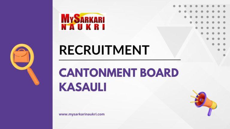 Cantonment Board Kasauli Recruitment
