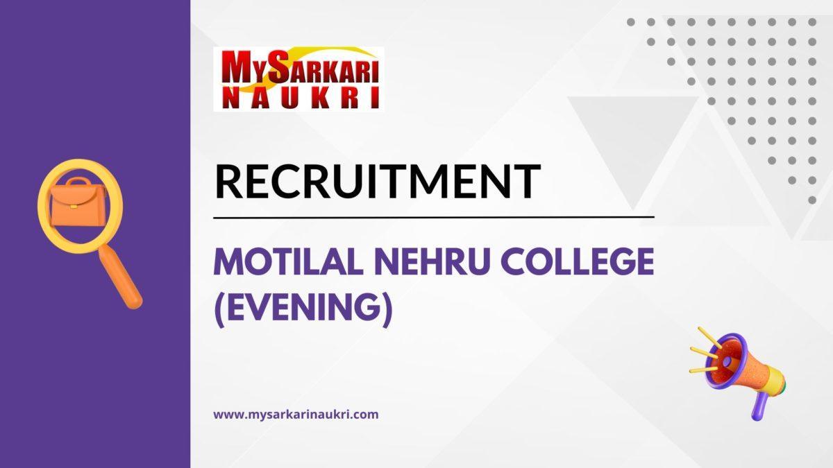 Motilal Nehru College (Evening) Recruitment