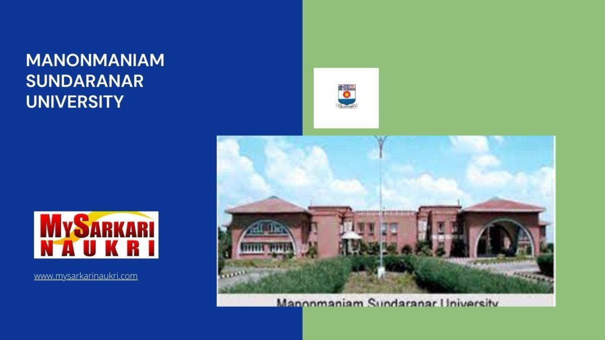 Manonmaniam Sundaranar University Recruitment