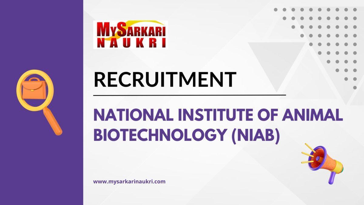 National Institute of Animal Biotechnology (NIAB) Recruitment