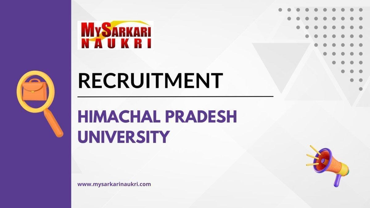 Himachal Pradesh University Recruitment