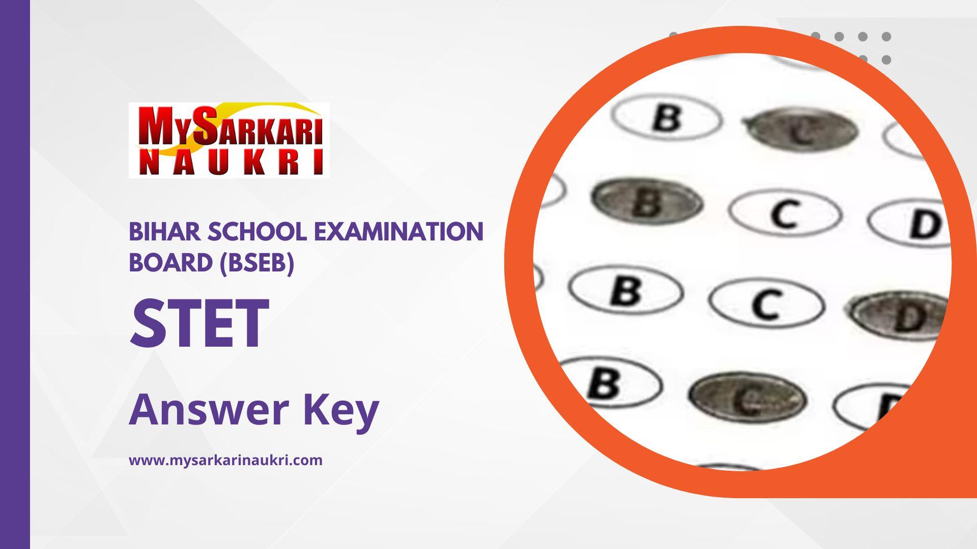 Bihar STET Answer Key