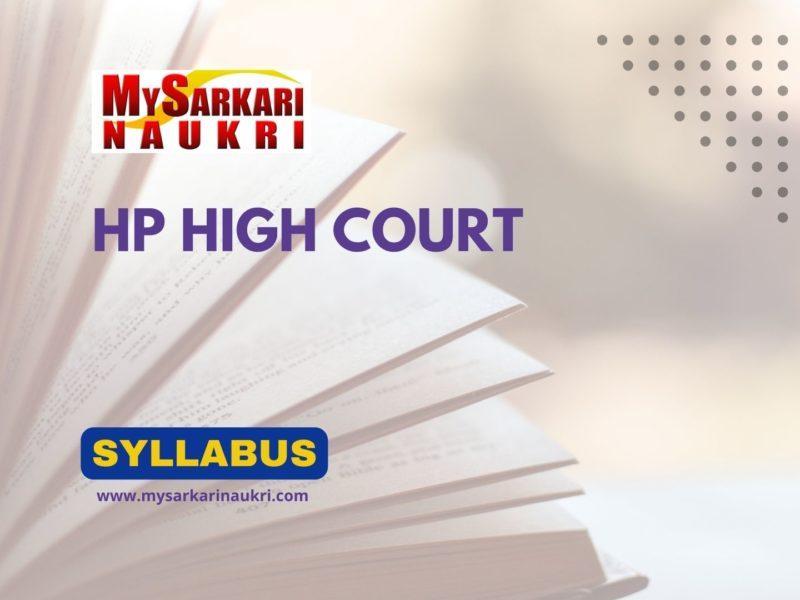 HP High Court Syllabus