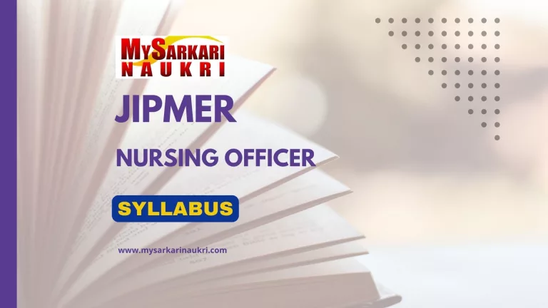 JIPMER Nursing Officer Syllabus