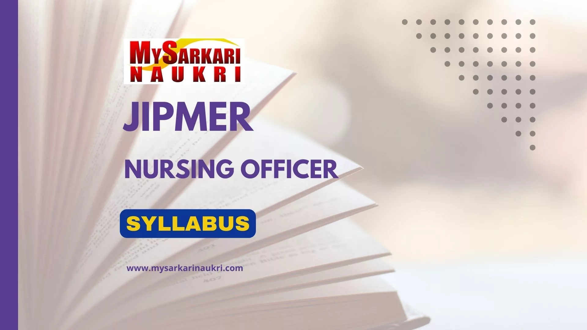 JIPMER Nursing Officer Syllabus
