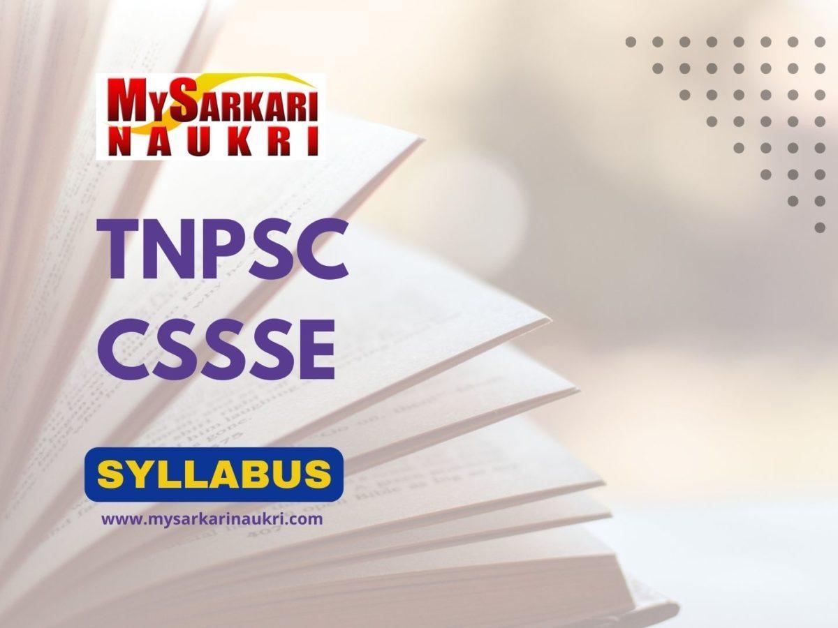TNPSC CSSSE Syllabus