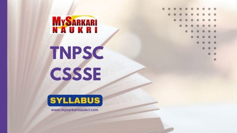 TNPSC CSSSE Syllabus