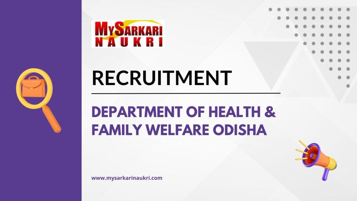 Department of Health & Family Welfare Odisha Recruitment