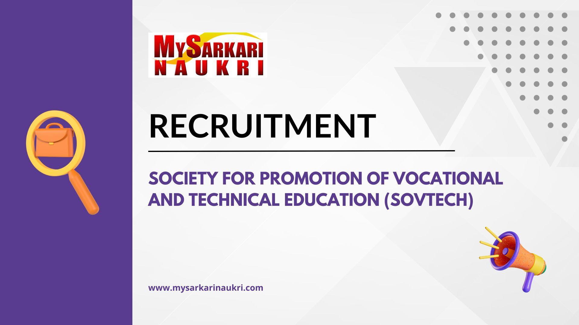 Society for Promotion of Vocational and Technical Education (SOVTECH) Recruitment