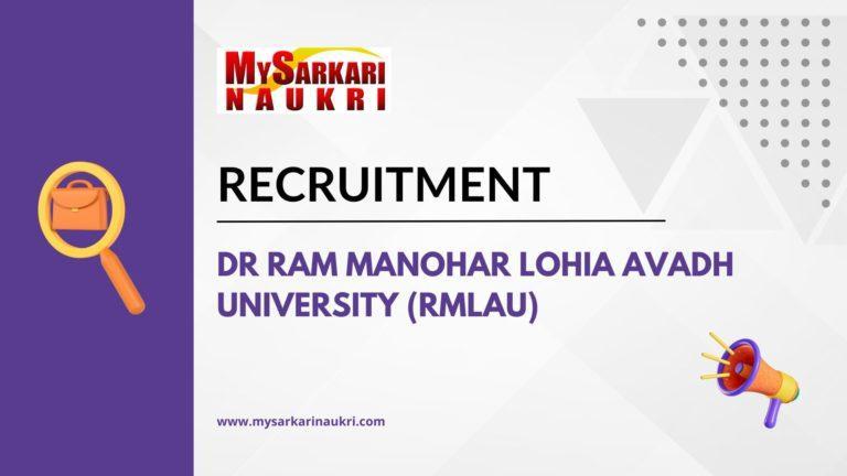 Dr Ram Manohar Lohia Avadh University (RMLAU) Recruitment