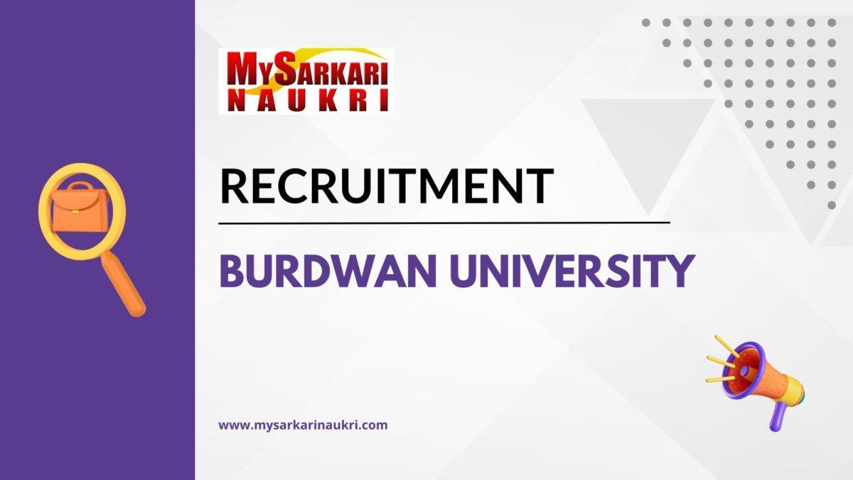 Burdwan University Recruitment