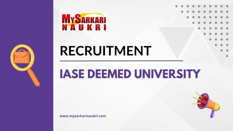 IASE Deemed University Recruitment