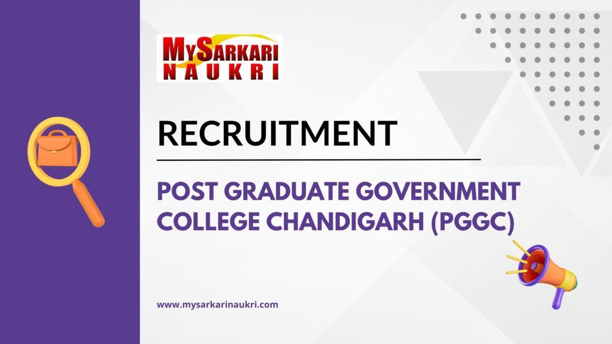 Post Graduate Government College Chandigarh (PGGC) Recruitment