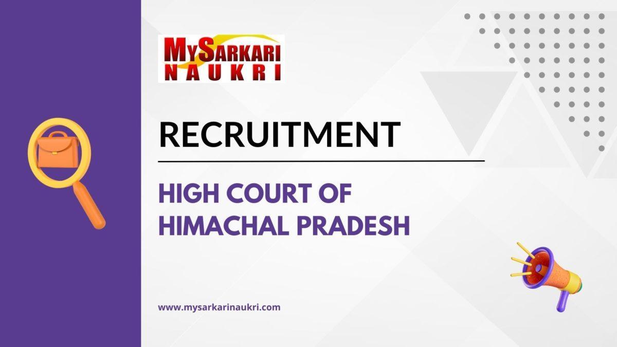 High Court Of Himachal Pradesh