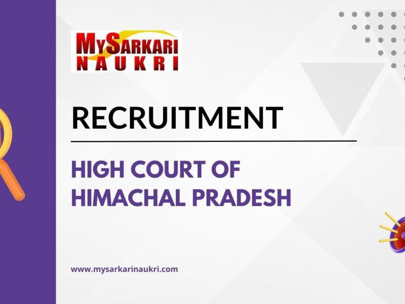 High Court Of Himachal Pradesh