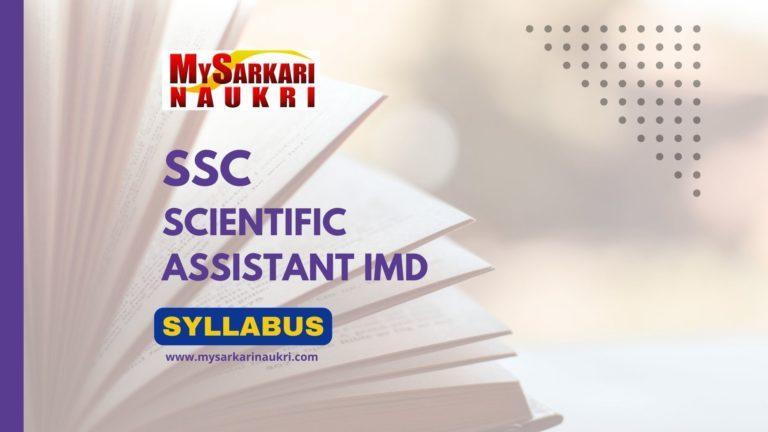 SSC Scientific Assistant IMD Syllabus