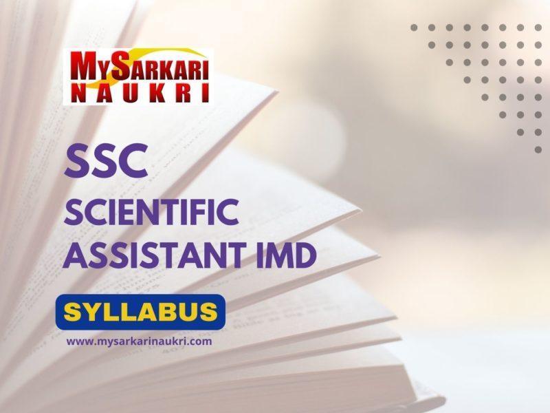 SSC Scientific Assistant IMD Syllabus