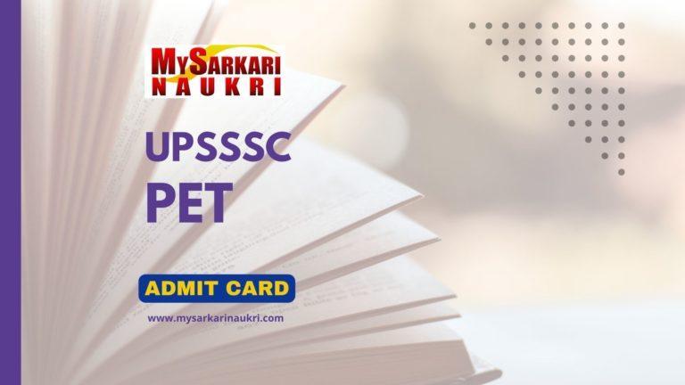 UPSSSC PET Admit Card