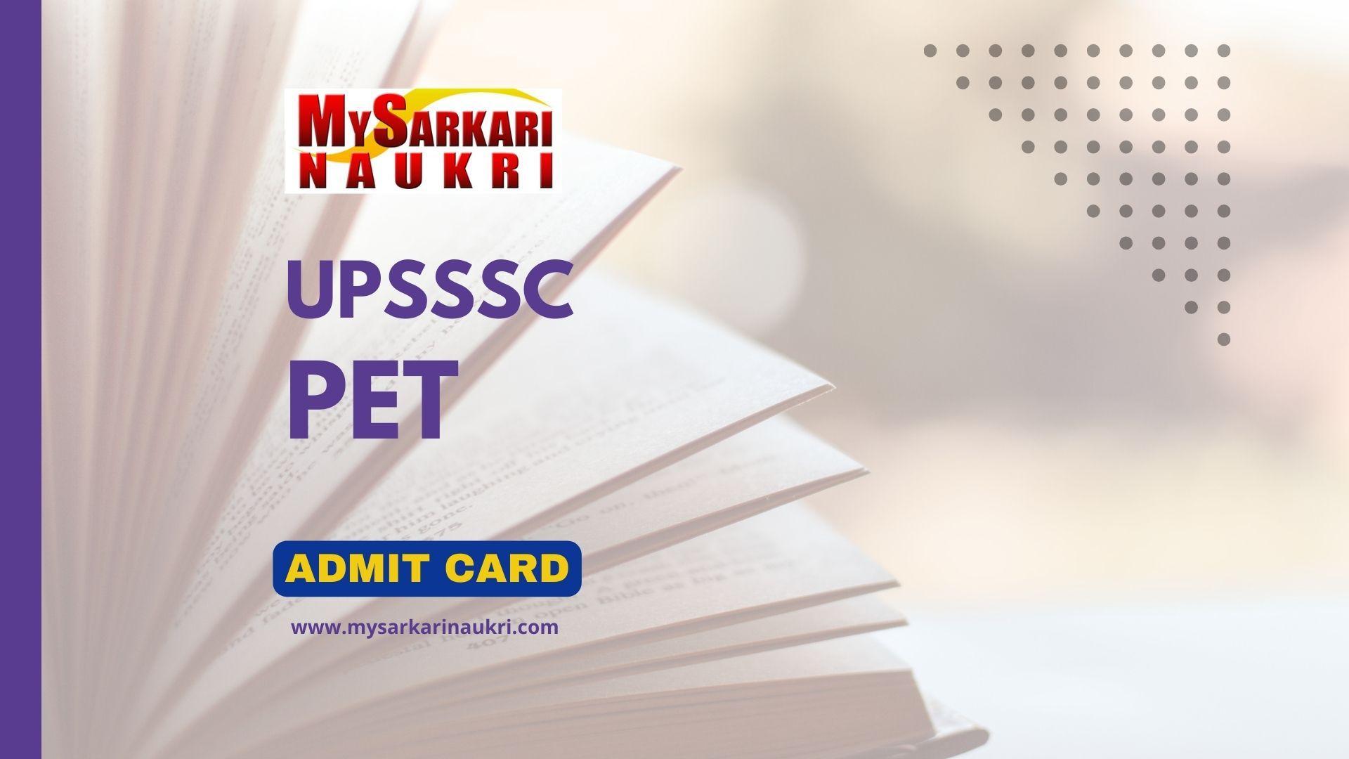 UPSSSC PET Admit Card