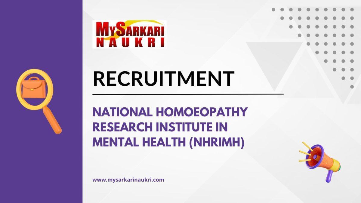 National Homoeopathy Research Institute In Mental Health (NHRIMH)