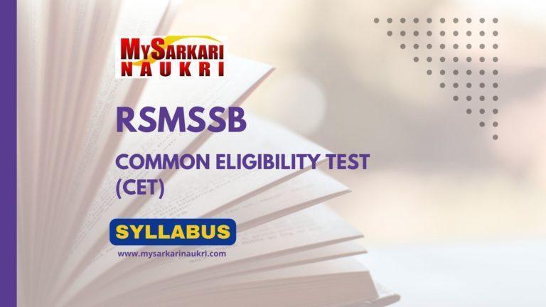RSMSSB CET Syllabus