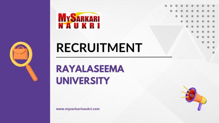 Rayalaseema University Recruitment