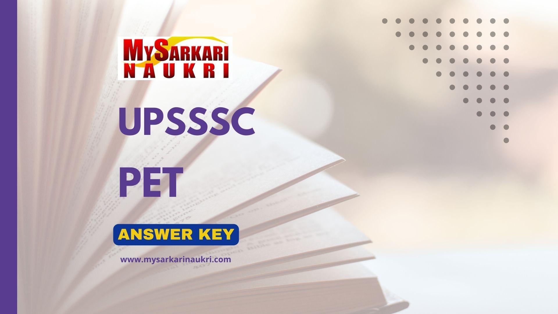 UPSSSC PET Answer Key