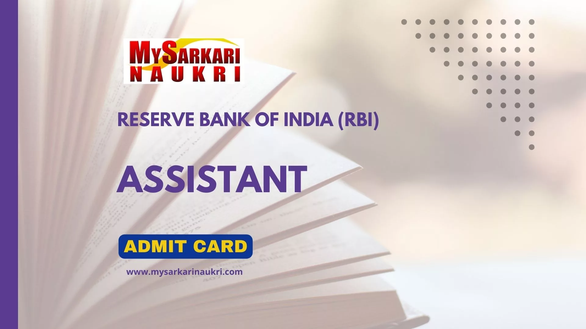 RBI Assistant Admit Card