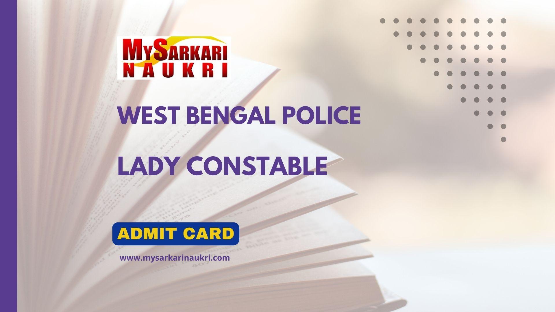West Bengal Lady Constable Admit Card
