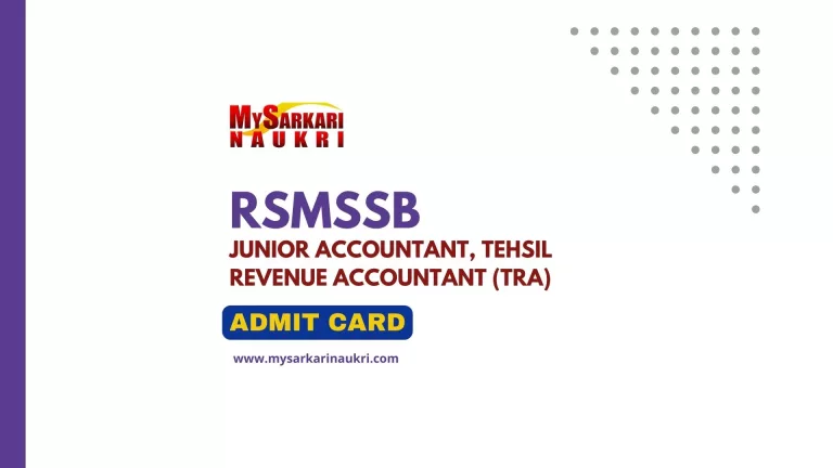 RSMSSB Junior Accountant, TRA Admit Card