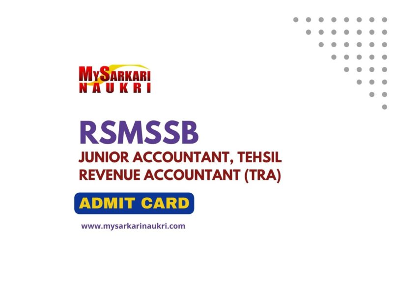 RSMSSB Junior Accountant, TRA Admit Card