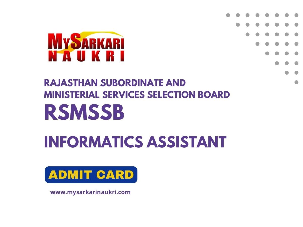 RSMSSB Informatics Assistant Admit Card