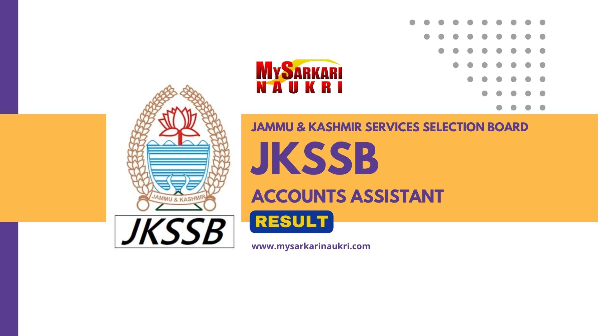 JKSSB Accounts Assistant Result Check CutOff Marks, Merit List