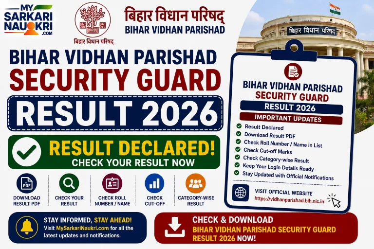 Bihar Vidhan Parishad Security Guard Result 2026