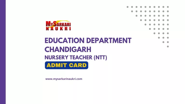 Chandigarh Nursery Teacher (NTT) Admit Card