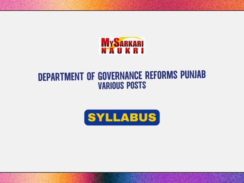 DGR Punjab District Coordinator Syllabus