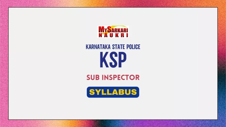 KSP SI Syllabus