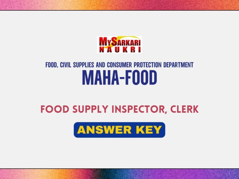 Maharashtra Food Supply Inspector Answer Key