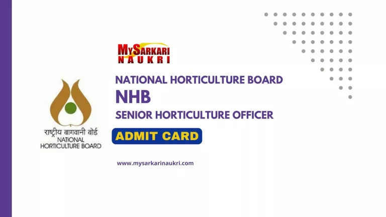NHB Senior Horticulture Officer Admit Card