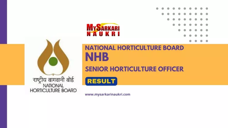 NHB Senior Horticulture Officer Result
