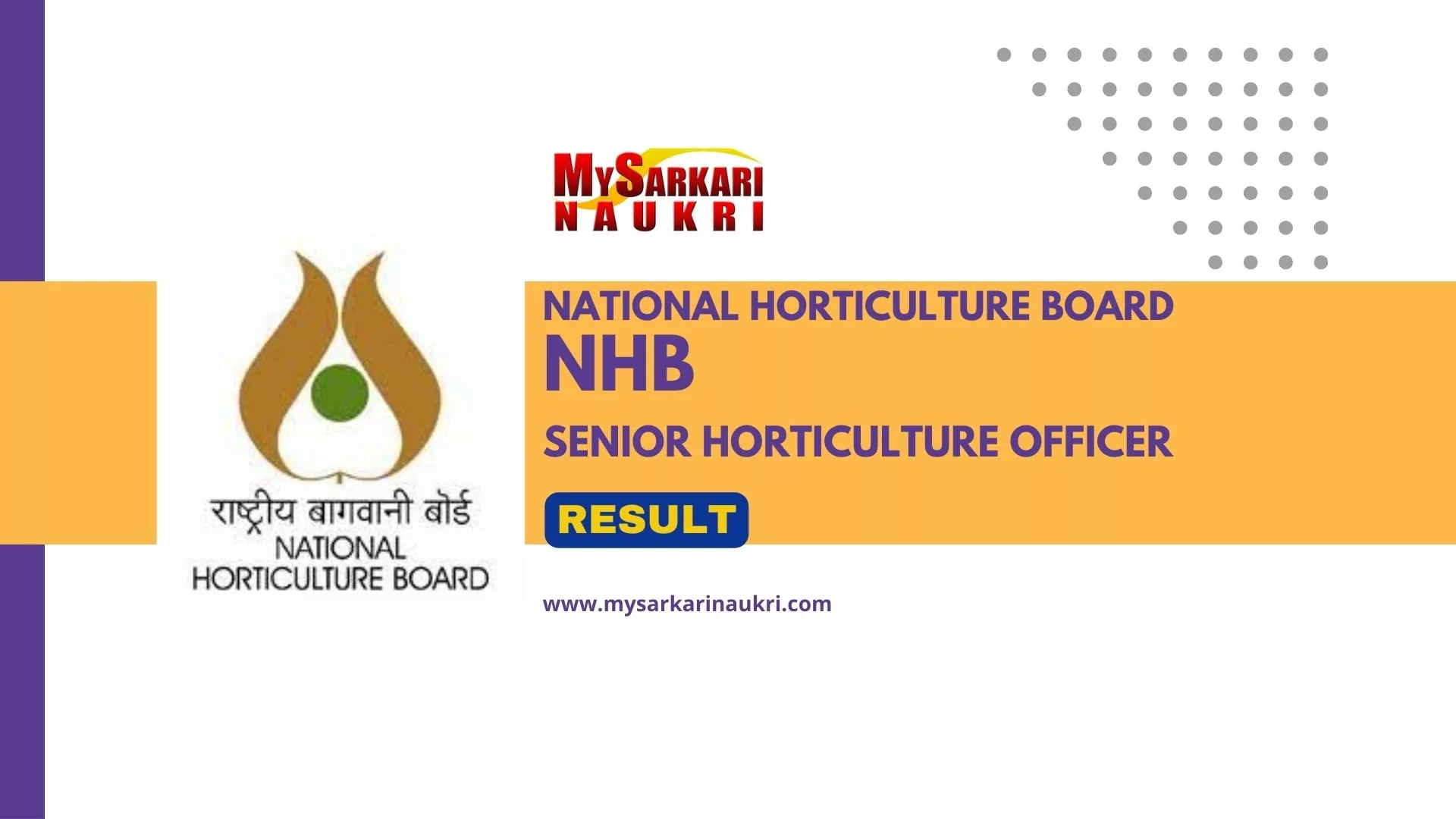 NHB Senior Horticulture Officer Result