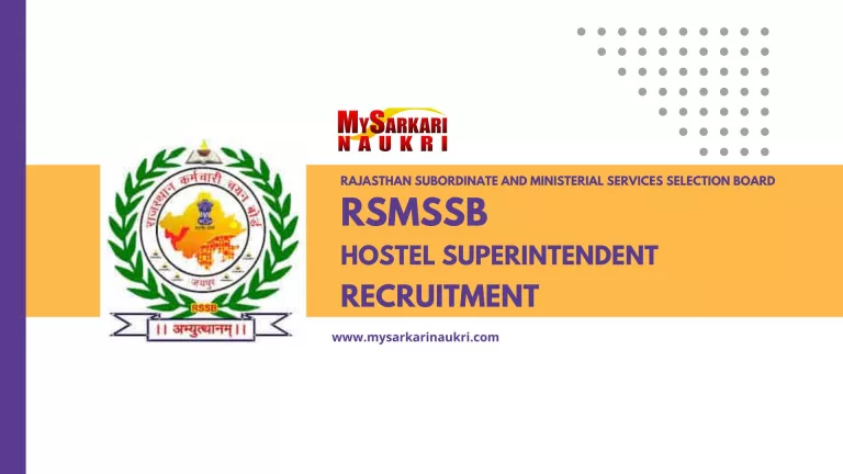 RSMSSB Hostel Superintendent