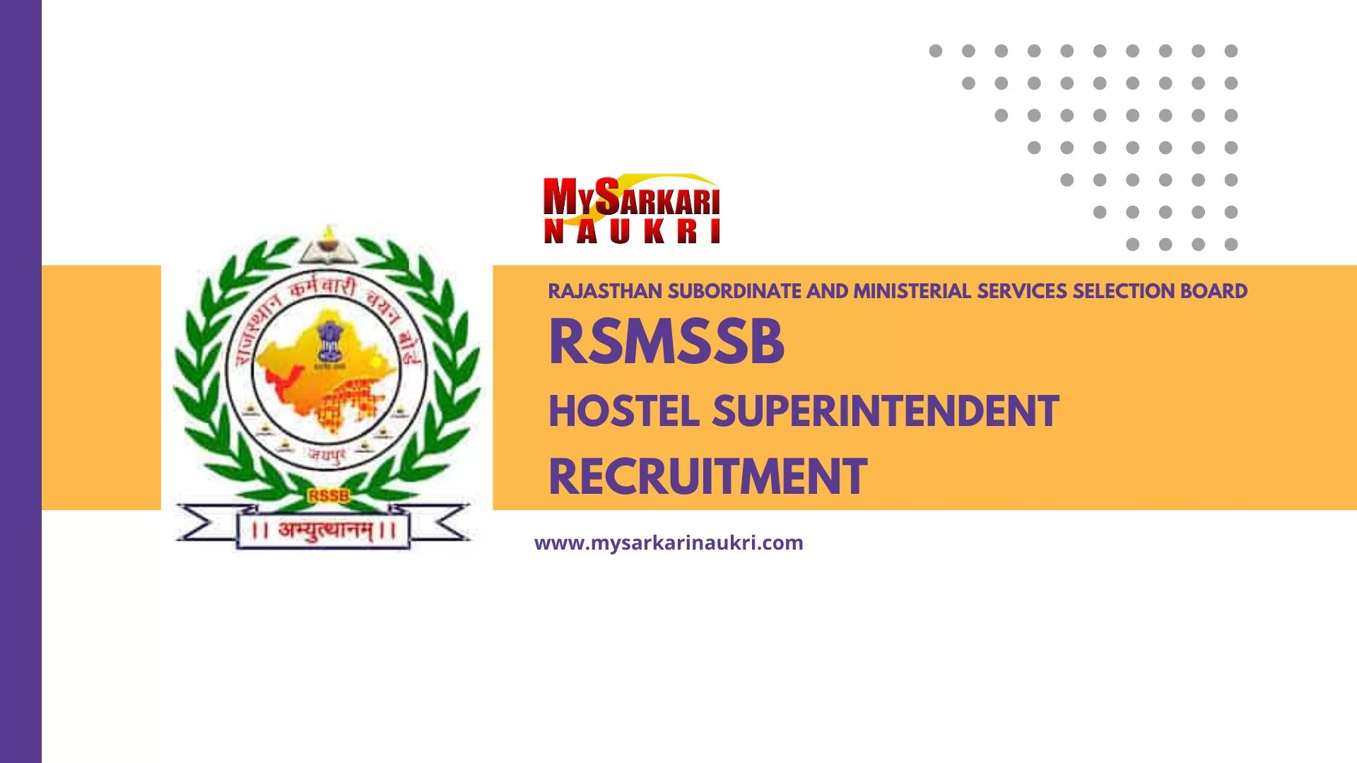 RSMSSB Hostel Superintendent